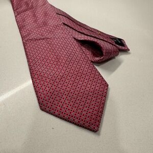 Nautica Tie Red Geometric Square 100% Silk Necktie‎ Preppy Casual Classic Mens